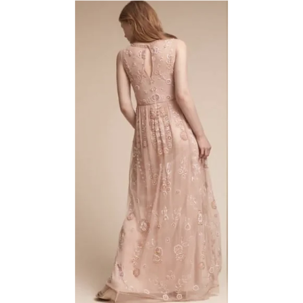 BHLDN Adrianna Papell Abbington Pink Blush Beaded Gown NWT Size 12 - Picture 2 of 16
